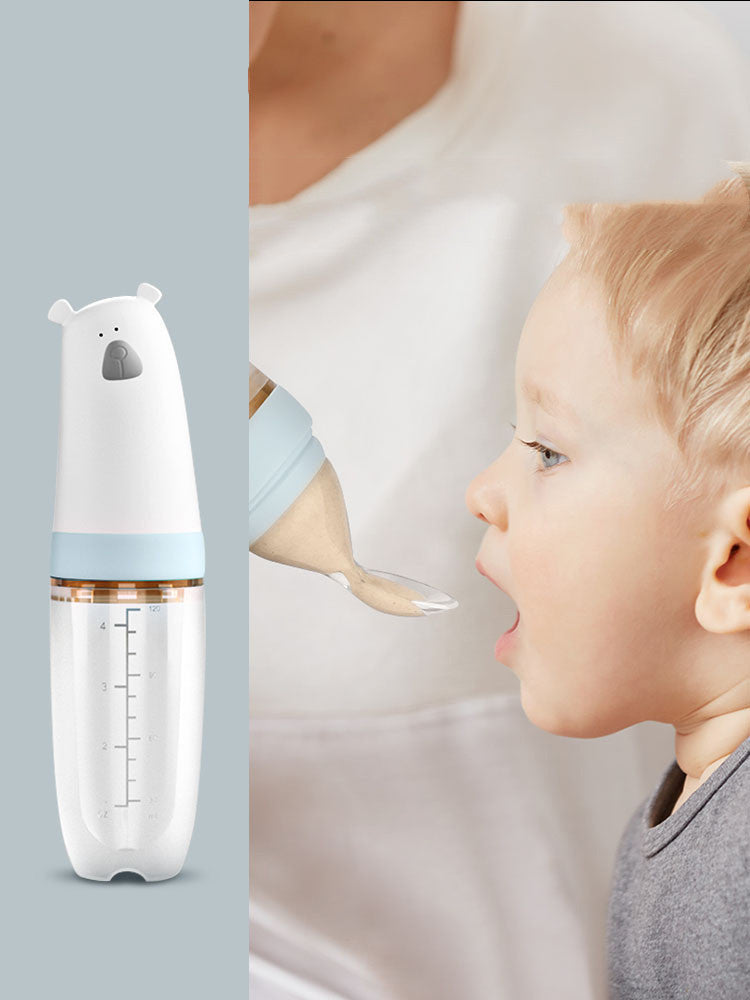 Baby Rice Cereal Spoon Soft Silicone Squeeze Rice Noodle Bottle Feeding Baby Confused Spoon Food Supplement Artifact Tool