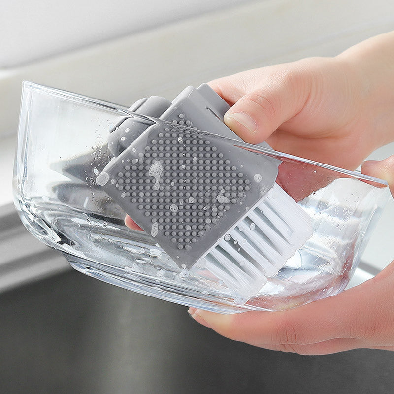 Pot brush automatically add liquid washing pot brush