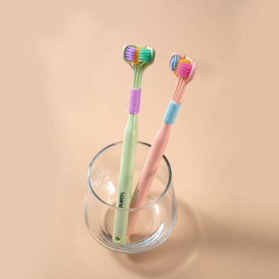 Three-sided Macaron Soft Bristle Toothbrush Care Safety Teeth Deep Cleaning Portable Travel