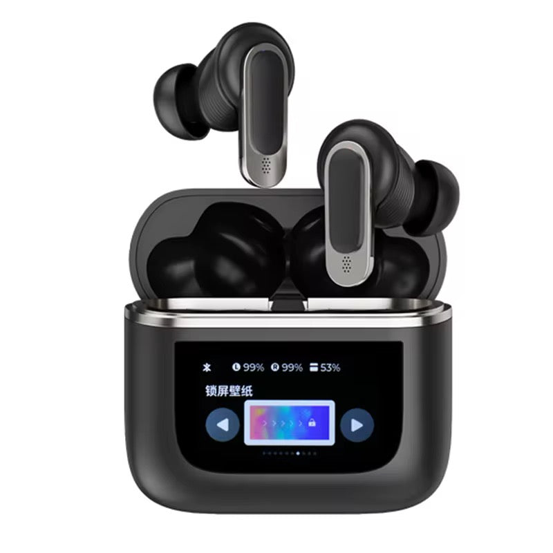 V8 Smart Touch Wireless Earbuds – ANC/ENC Noise-Canceling, LCD Screen TWS Earphones