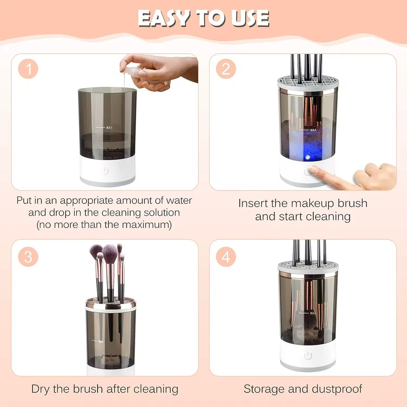 Automatic Electric Makeup Brush Cleaner & Spinner – Quick and Convenient Cleaning Device