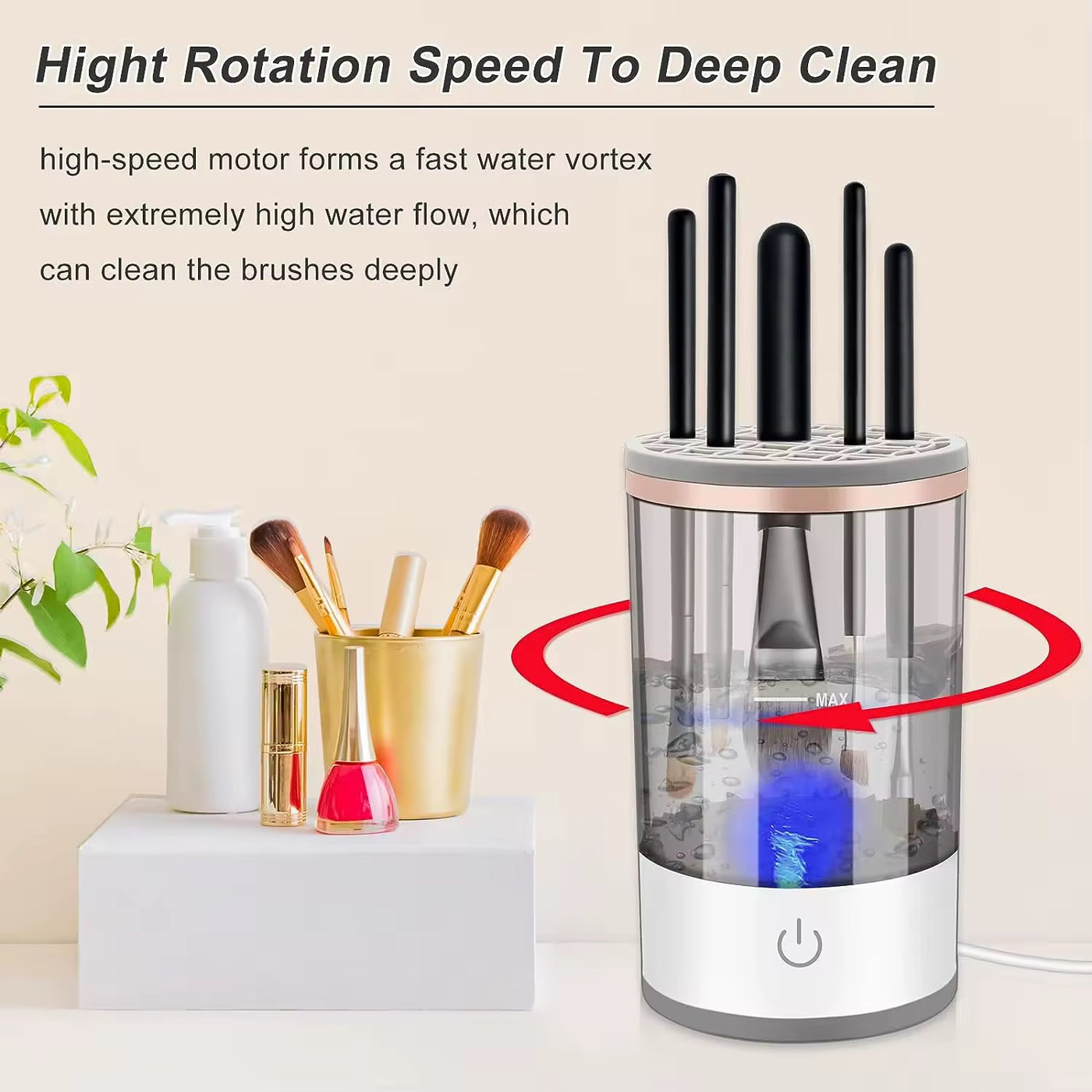 Automatic Electric Makeup Brush Cleaner & Spinner – Quick and Convenient Cleaning Device