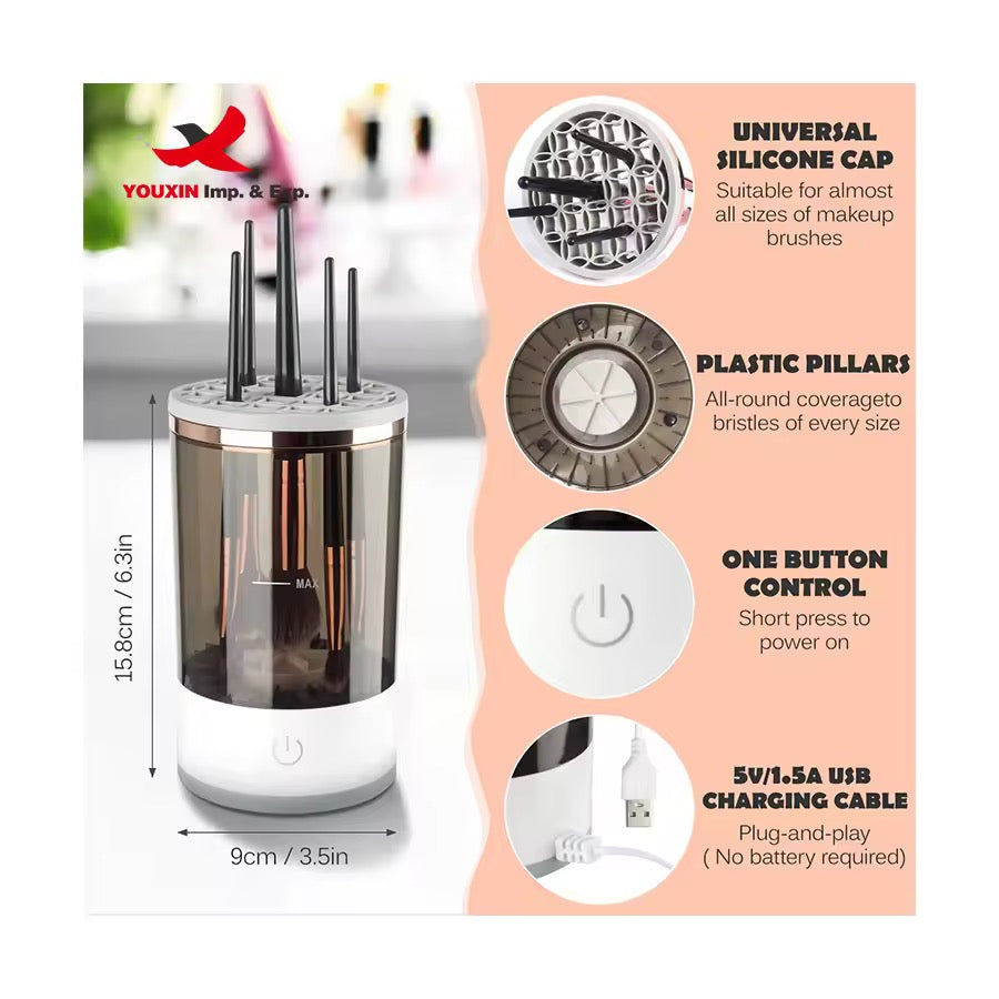 Automatic Electric Makeup Brush Cleaner & Spinner – Quick and Convenient Cleaning Device