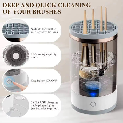 Automatic Electric Makeup Brush Cleaner & Spinner – Quick and Convenient Cleaning Device