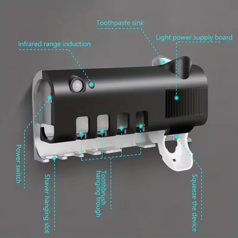 Electric Smart Toothbrush Holder & UV Sterilizer – Multifunctional Wall-Mounted Toothpaste Dispenser for Bathroom