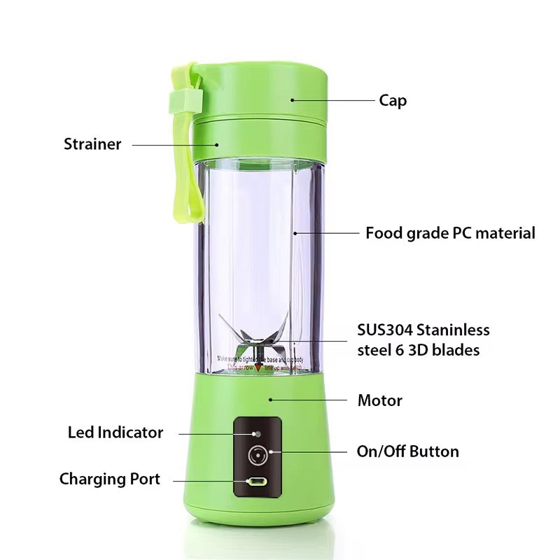 USB Mini 6-Blade Portable Smoothie & Juice Blender – 380ml