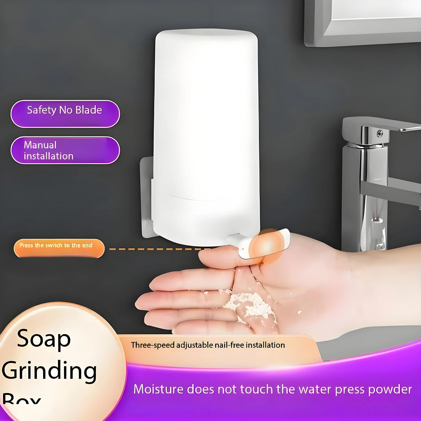 Wall-Mount Soap Flake Dispenser for Bathroom & Kitchen