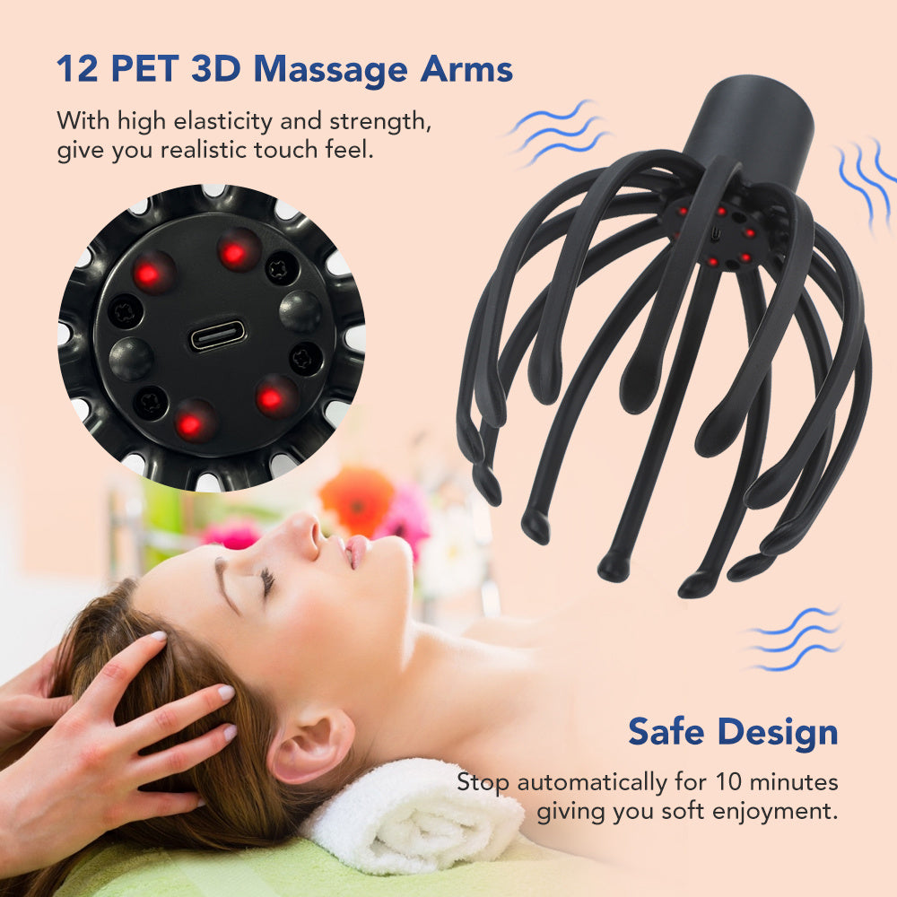 Electric Octopus Claw Scalp Massager Head Scratching Meridian Dredging Relief Stress Improve Sleep Vibration Head Scratcher