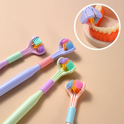 Three-sided Macaron Soft Bristle Toothbrush Care Safety Teeth Deep Cleaning Portable Travel